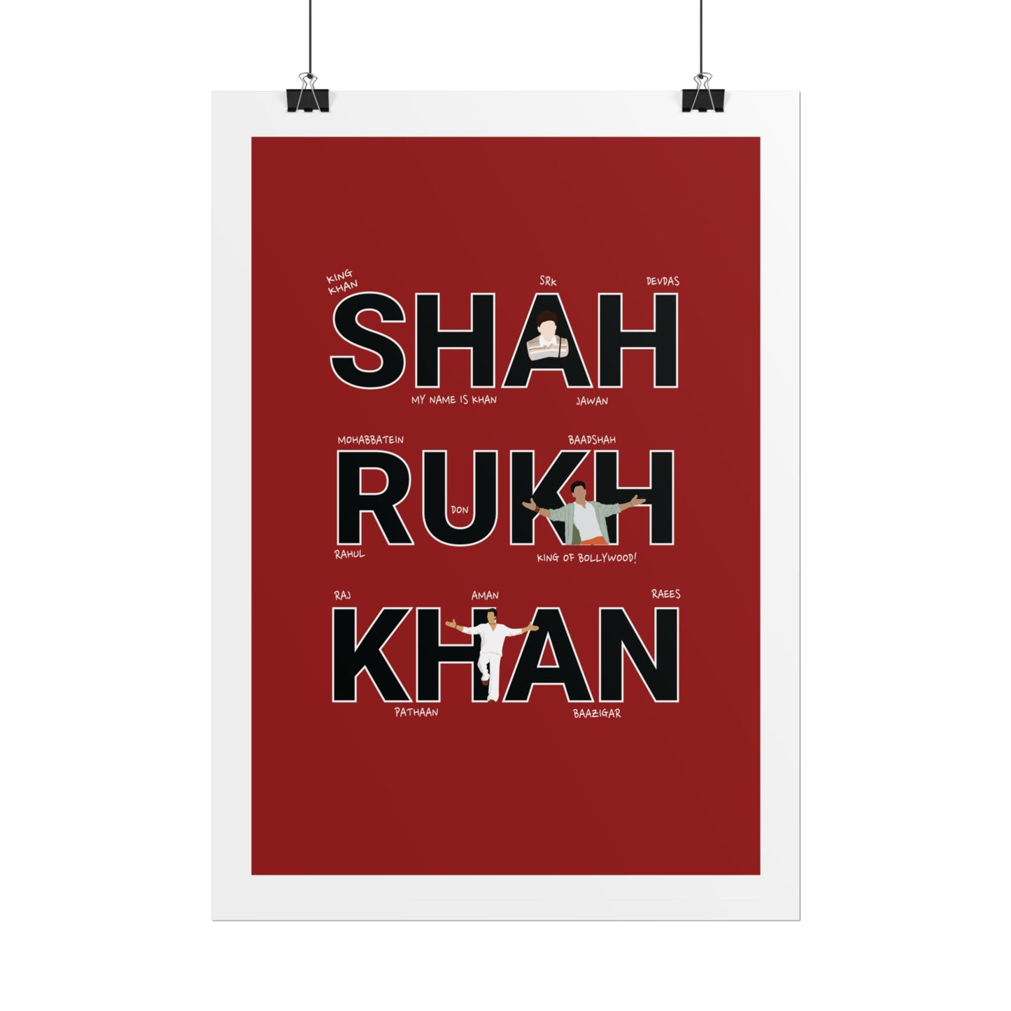 Shah Rukh Khan - Tribute Rolled Poster | Bollywood Wall Art | Movie Fan Decor