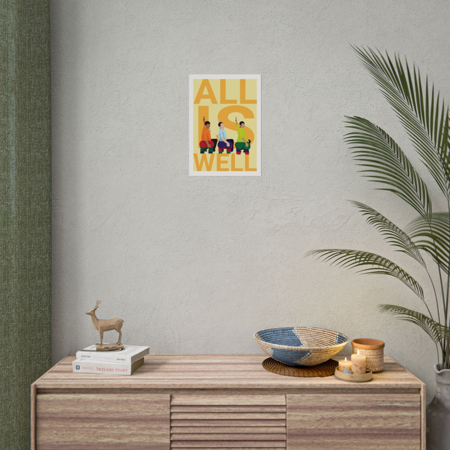 Motivational Wall Art Poster - 'All Is Well' - Colorful Design for Positive Vibes