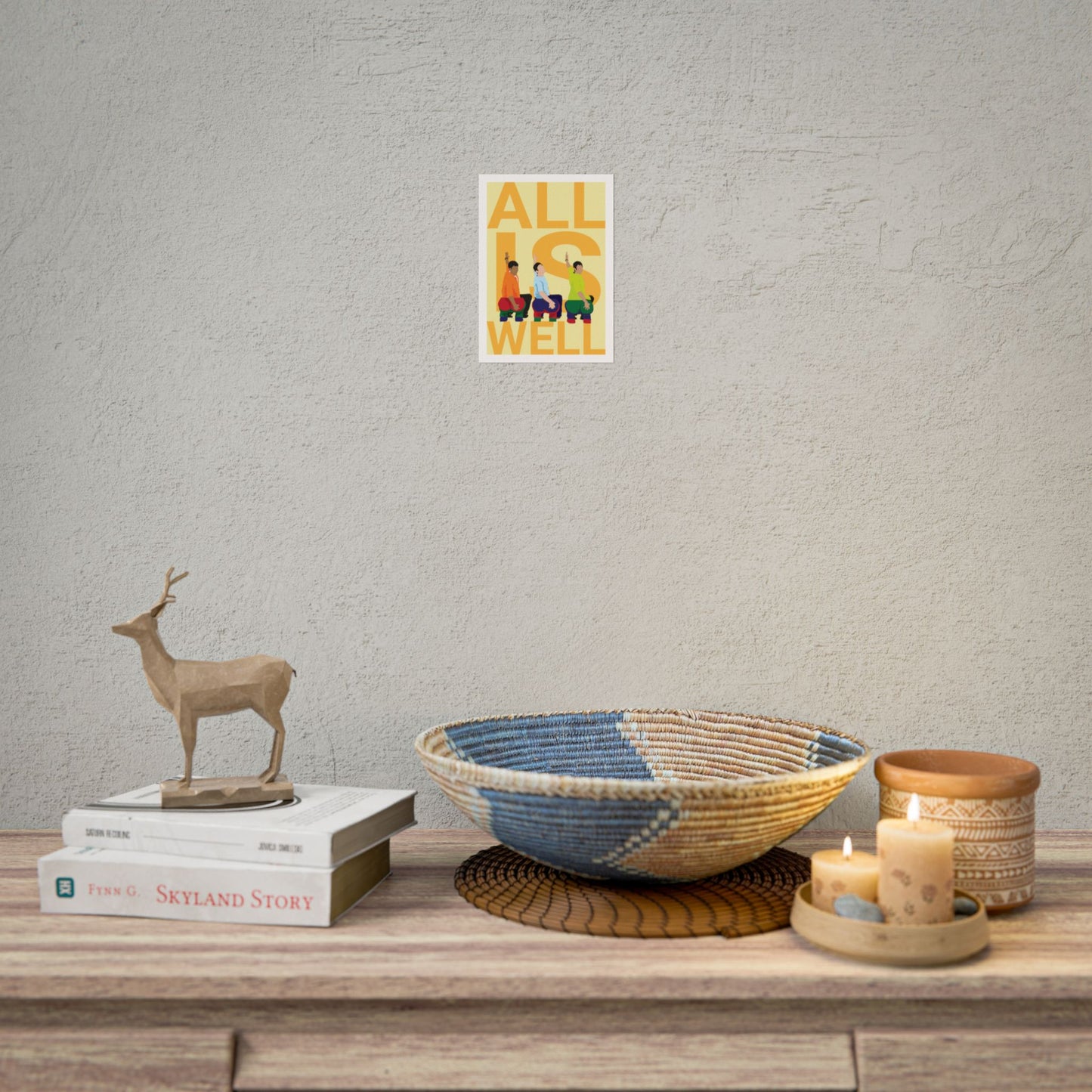 Motivational Wall Art Poster - 'All Is Well' - Colorful Design for Positive Vibes