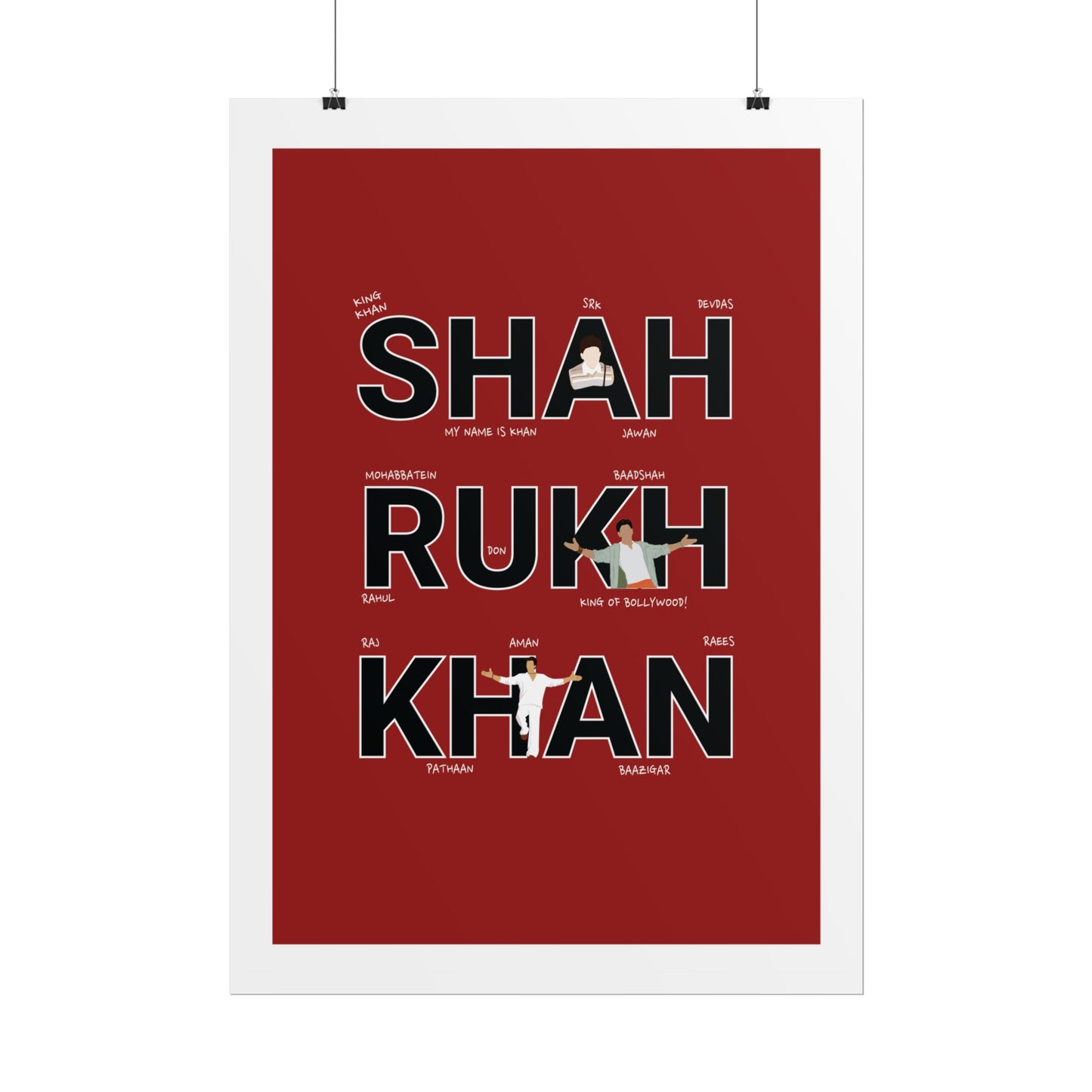 Shah Rukh Khan - Tribute Rolled Poster | Bollywood Wall Art | Movie Fan Decor