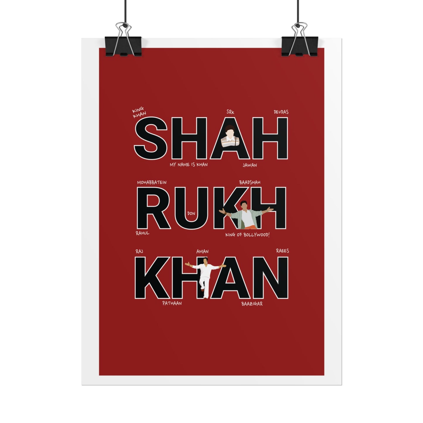 Shah Rukh Khan - Tribute Rolled Poster | Bollywood Wall Art | Movie Fan Decor