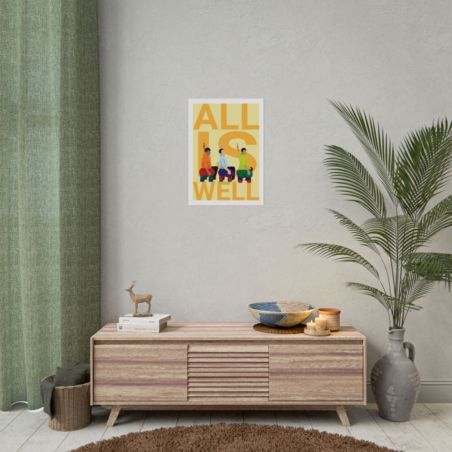 Motivational Wall Art Poster - 'All Is Well' - Colorful Design for Positive Vibes
