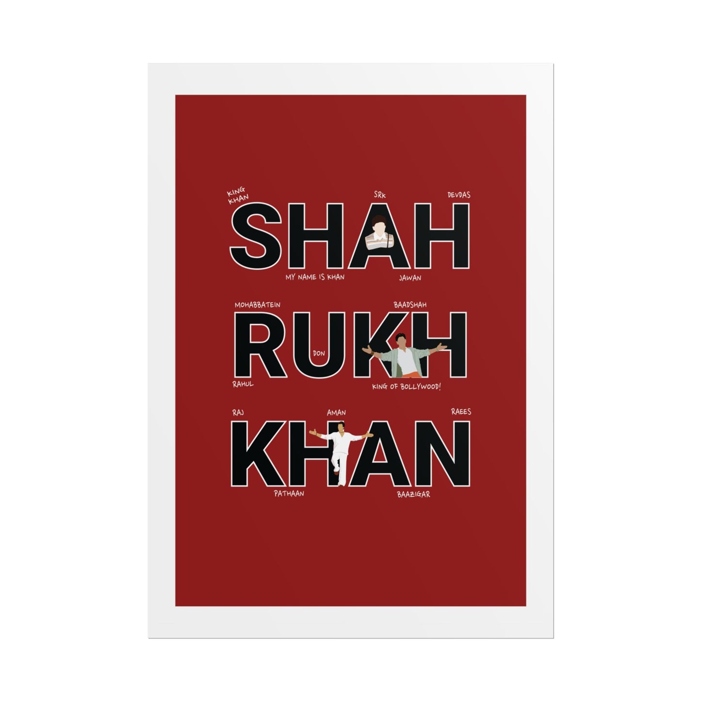 Shah Rukh Khan - Tribute Rolled Poster | Bollywood Wall Art | Movie Fan Decor