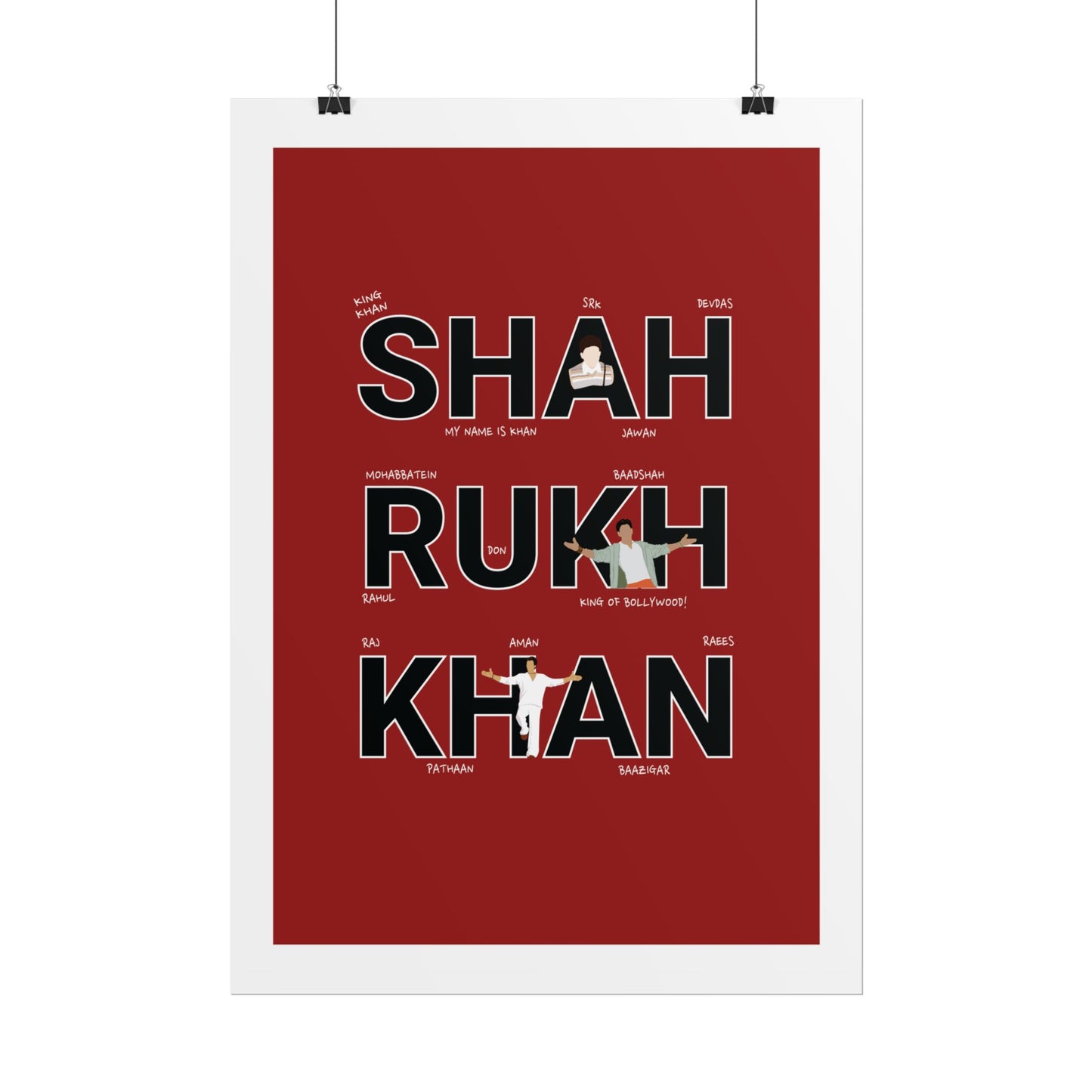 Shah Rukh Khan - Tribute Rolled Poster | Bollywood Wall Art | Movie Fan Decor