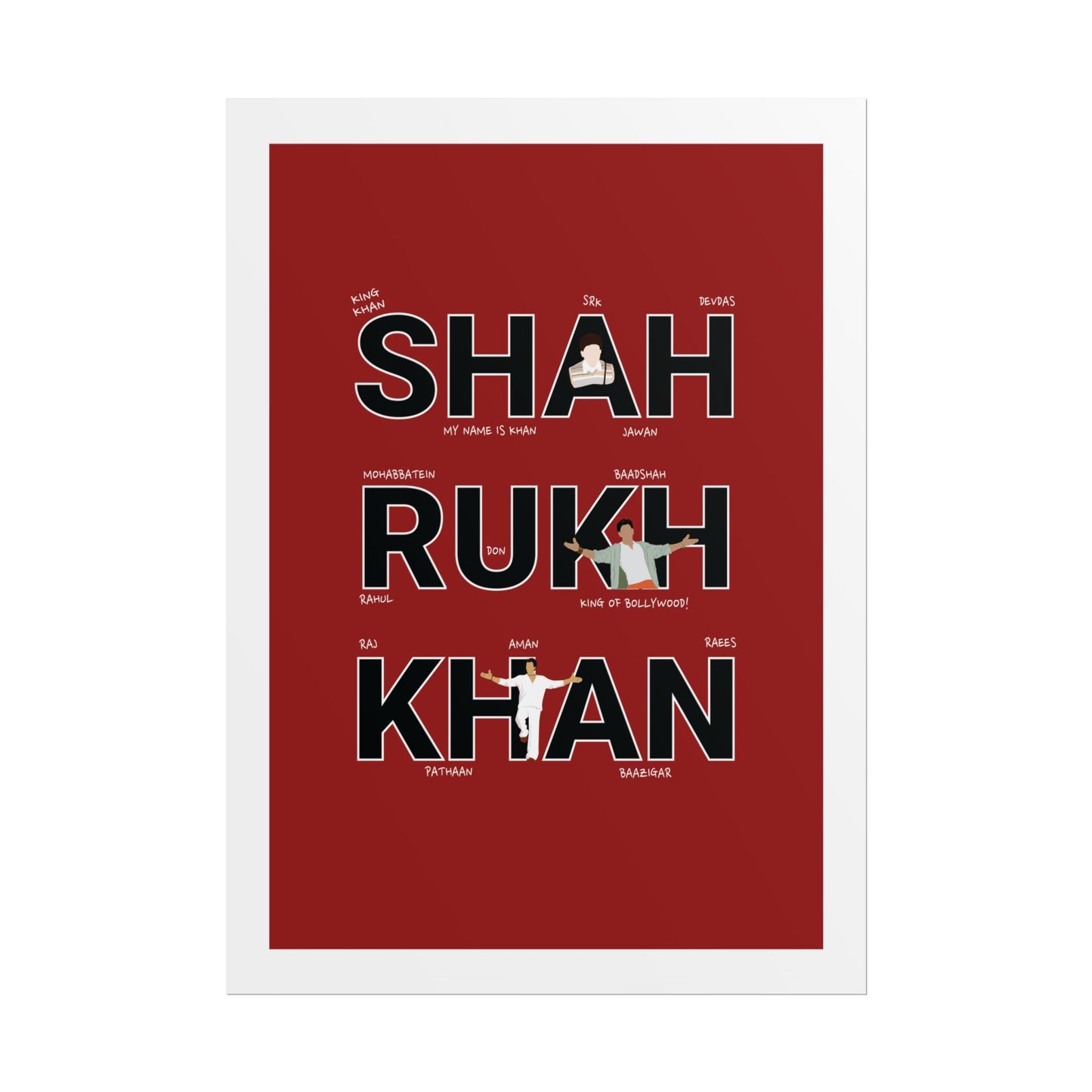 Shah Rukh Khan - Tribute Rolled Poster | Bollywood Wall Art | Movie Fan Decor