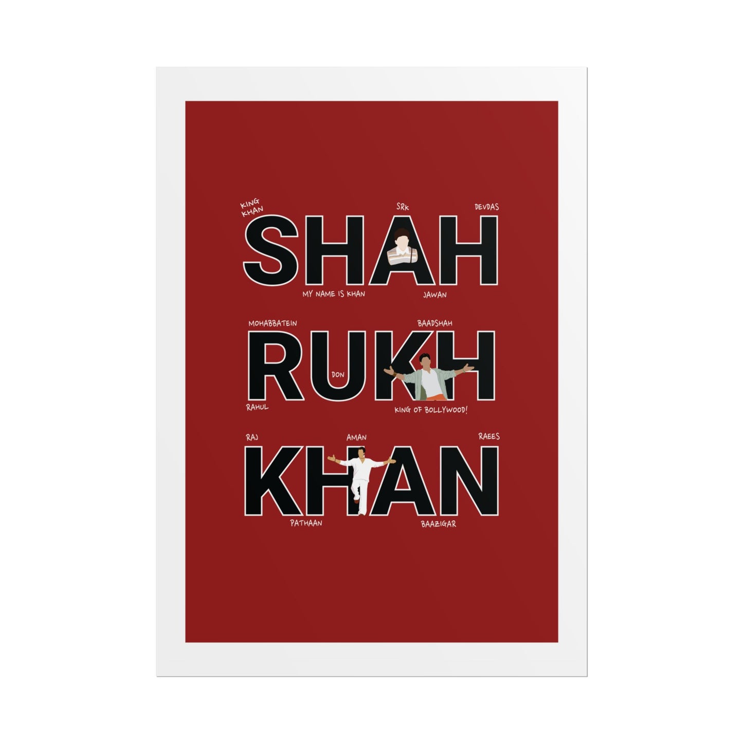 Shah Rukh Khan - Tribute Rolled Poster | Bollywood Wall Art | Movie Fan Decor
