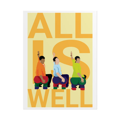 Motivational Wall Art Poster - 'All Is Well' - Colorful Design for Positive Vibes