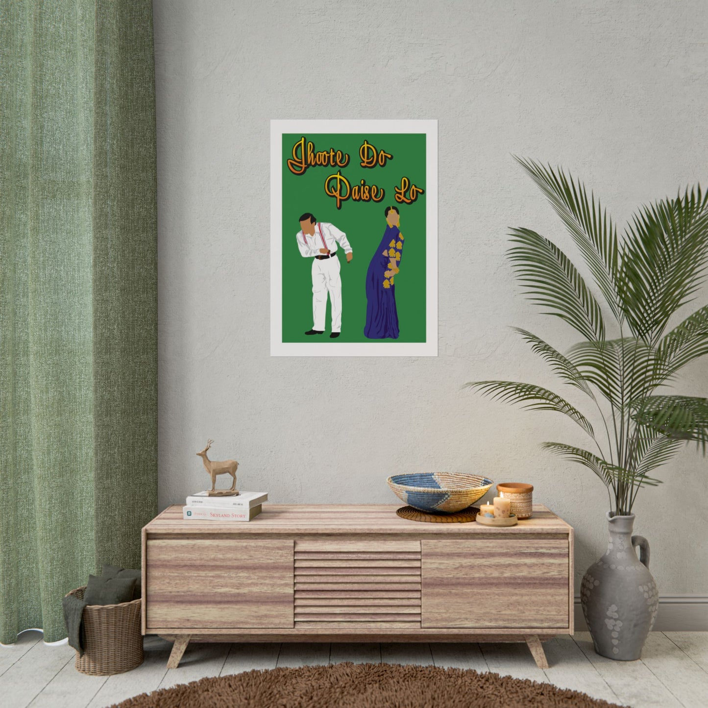 Vibrant Cultural Wall Art Poster - Jhoote Do Paise Lo - Hum Aapke Hai Kaun - Salman Khan - Madhuri Dixit