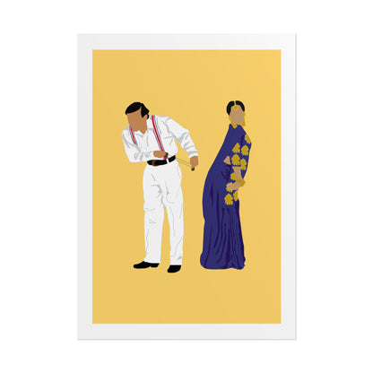 Vintage Couple Wall Art Poster - Hum Aapke Hai Kaun - Salman Khan - Madhuri Dixit