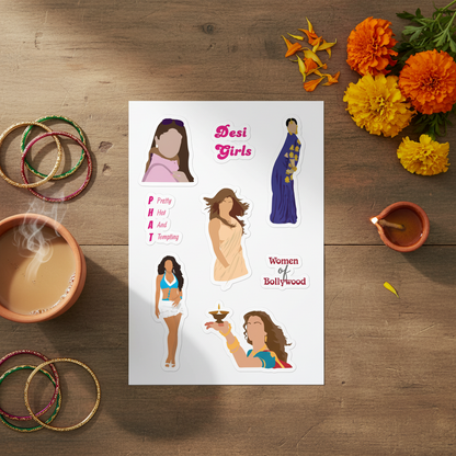 Women of Bollywood Sticker Pack – Iconic Heroines in Glossy Style