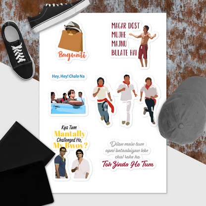 Zindagi Na Milegi Dobara Stickers – Adventure, Friendship & Glossy Vibes