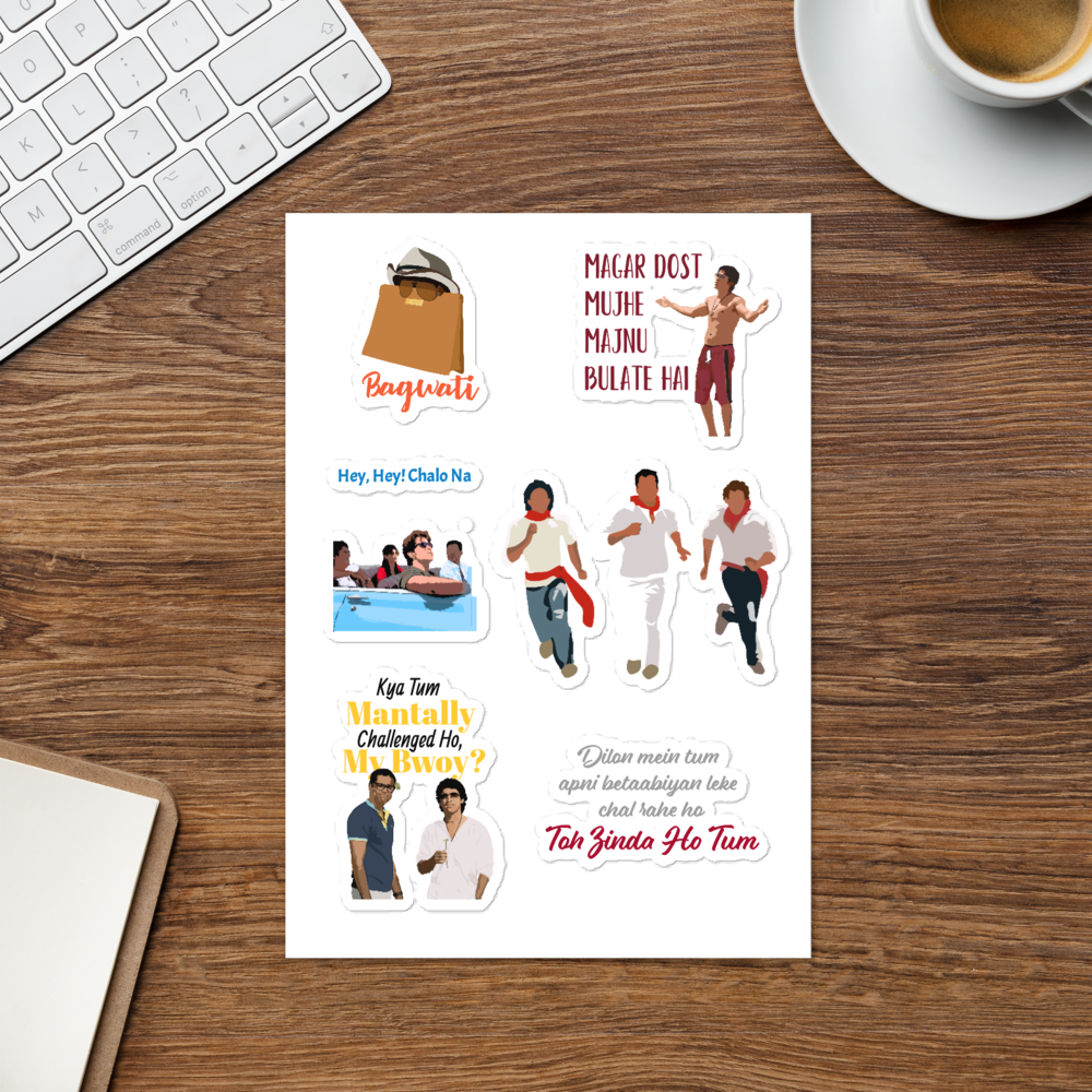 Zindagi Na Milegi Dobara Stickers – Adventure, Friendship & Glossy Vibes