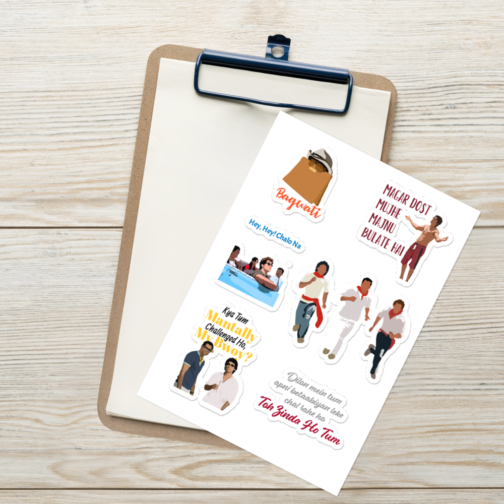 Zindagi Na Milegi Dobara Stickers – Adventure, Friendship & Glossy Vibes