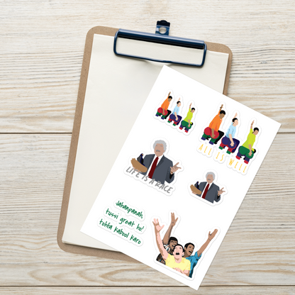 3 Idiots Sticker Pack – Rancho, Farhan & Raju in Glossy Style