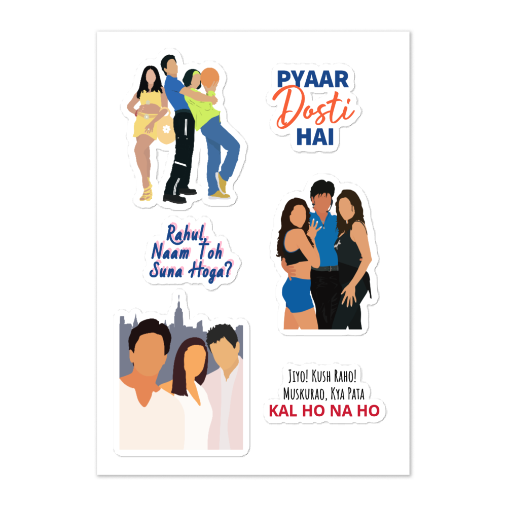 SRK Love Stories Sticker Set – Kuch Kuch, Dil Toh Pagal Hai & Kal Ho Naa Ho