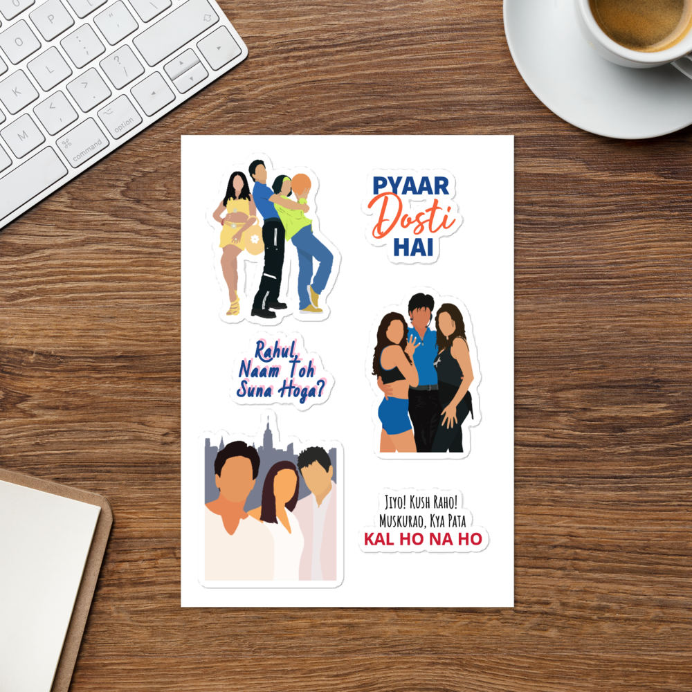 SRK Love Stories Sticker Set – Kuch Kuch, Dil Toh Pagal Hai & Kal Ho Naa Ho