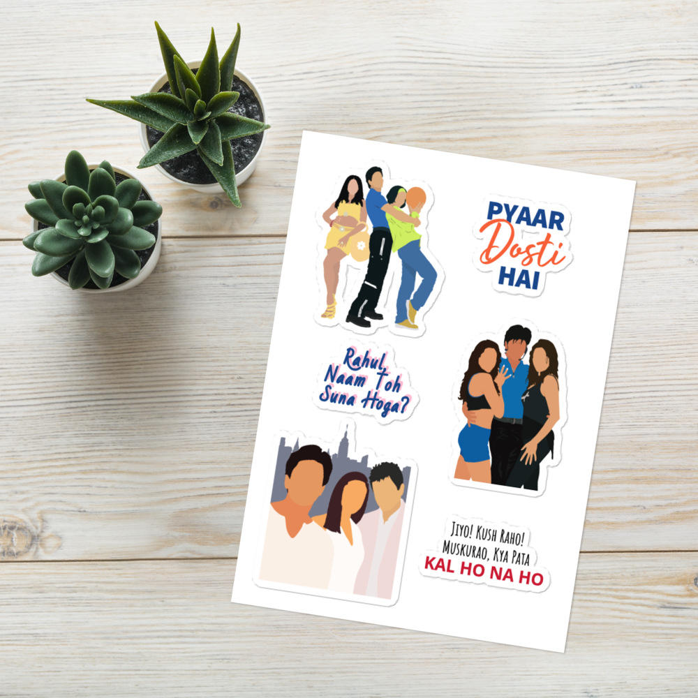 SRK Love Stories Sticker Set – Kuch Kuch, Dil Toh Pagal Hai & Kal Ho Naa Ho