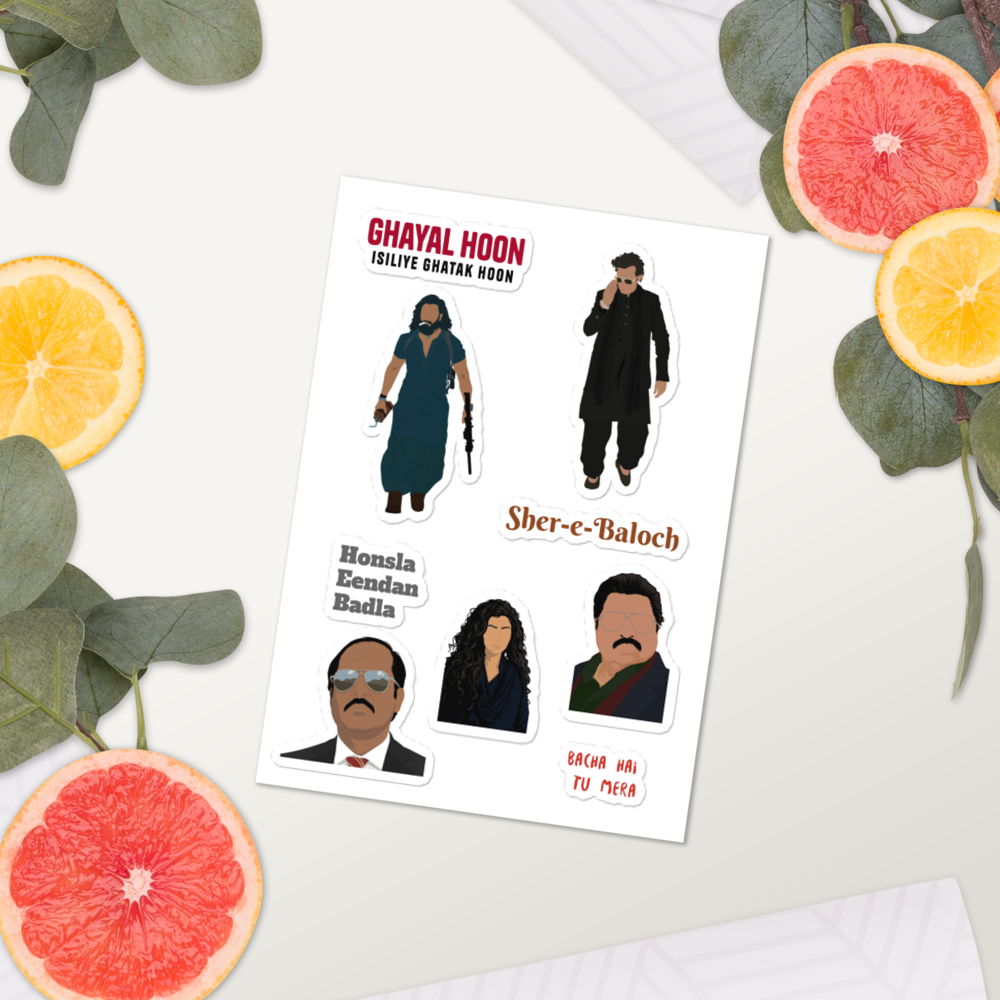 Dhurandhar Art Stickers – Glossy, Bold & Timeless