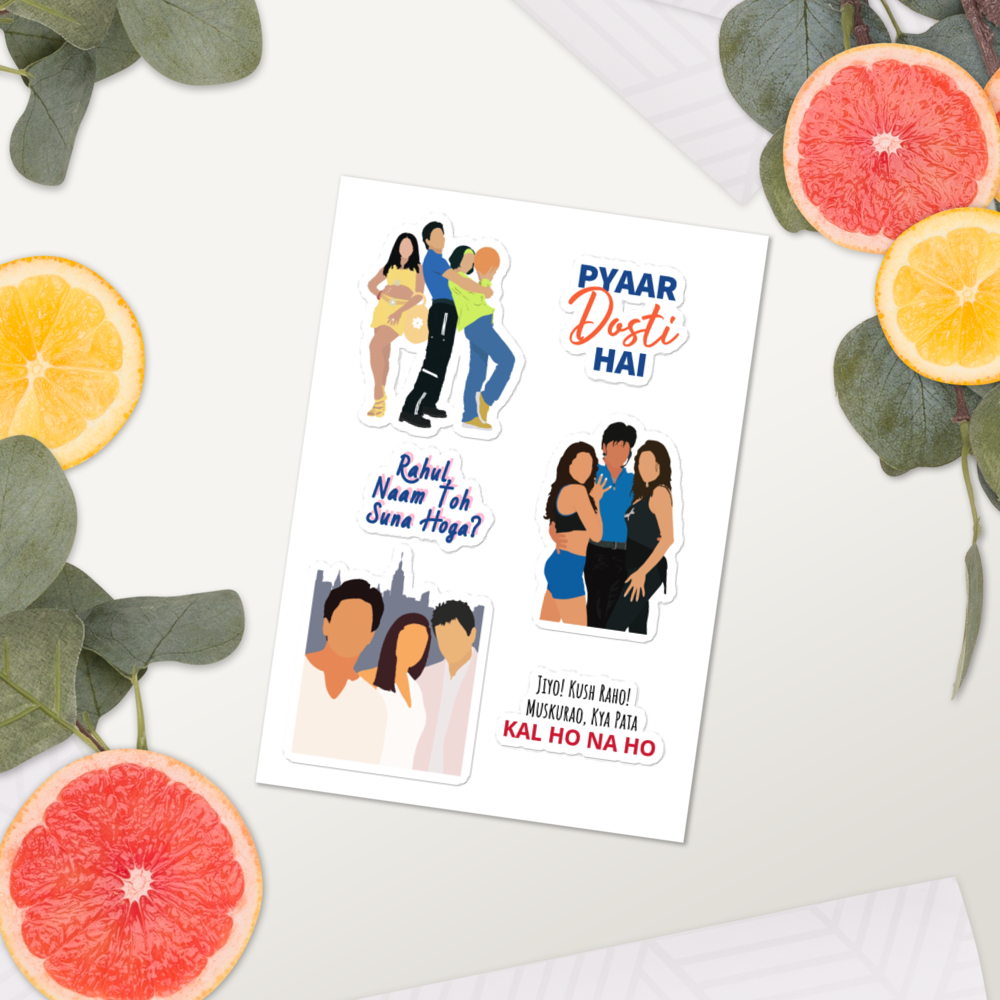 SRK Love Stories Sticker Set – Kuch Kuch, Dil Toh Pagal Hai & Kal Ho Naa Ho