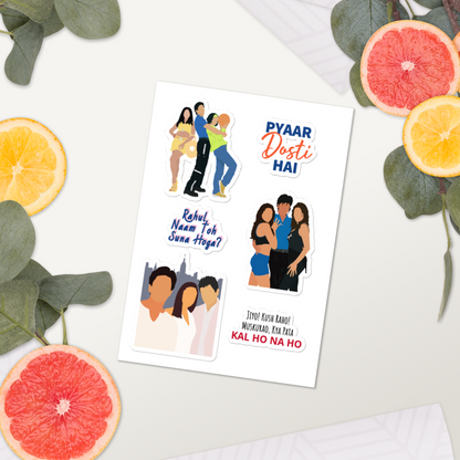 SRK Love Stories Sticker Set – Kuch Kuch, Dil Toh Pagal Hai & Kal Ho Naa Ho