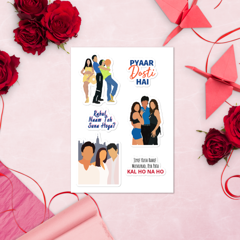 SRK Love Stories Sticker Set – Kuch Kuch, Dil Toh Pagal Hai & Kal Ho Naa Ho