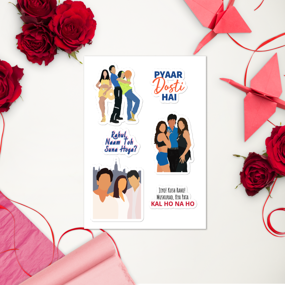 SRK Love Stories Sticker Set – Kuch Kuch, Dil Toh Pagal Hai & Kal Ho Naa Ho